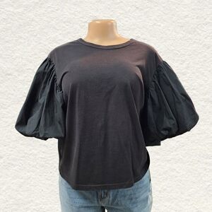 A.L.C. Black Puff Sleeve Top